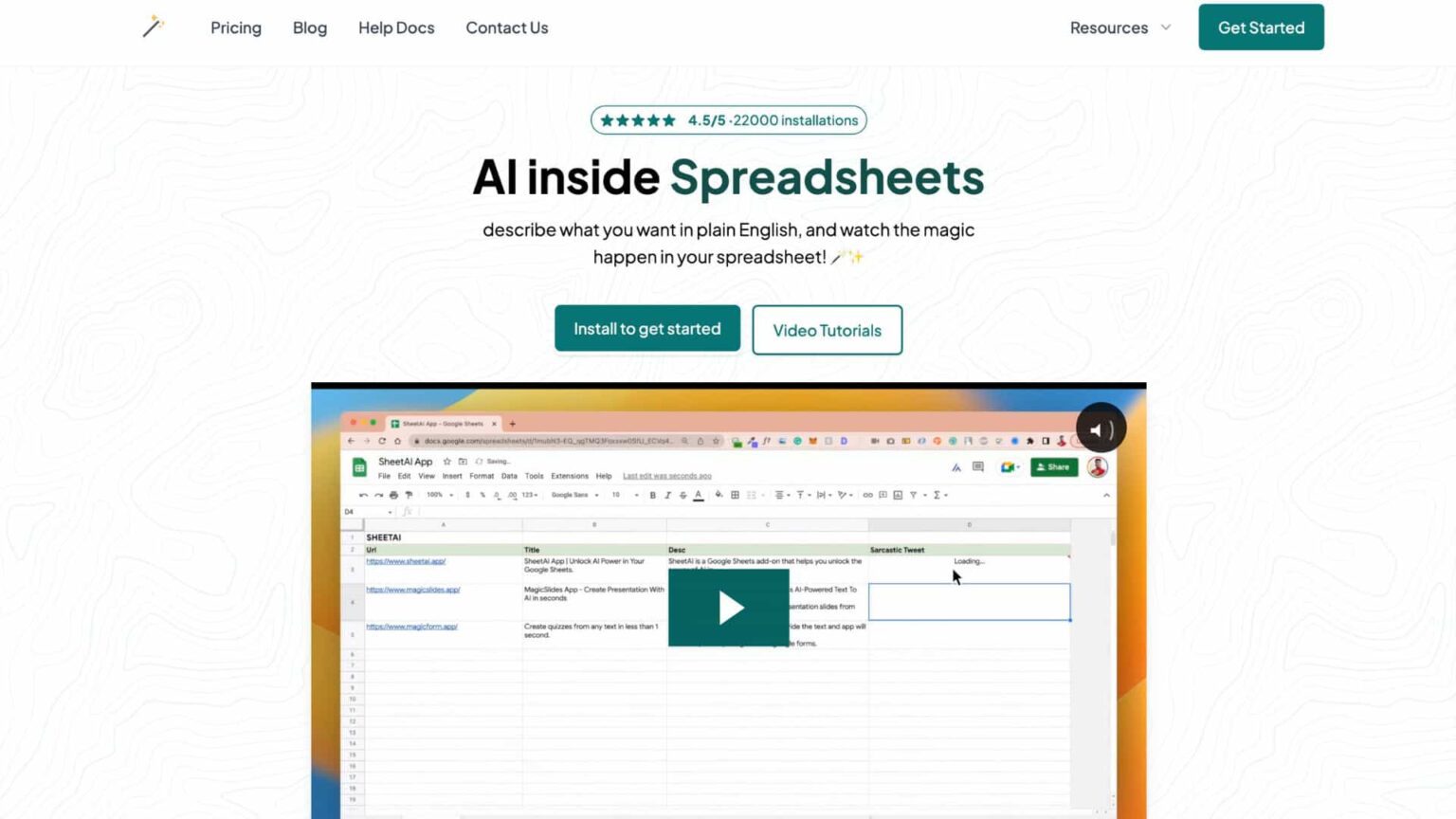Sheet AI spreadsheet AI tool Full Stack AI