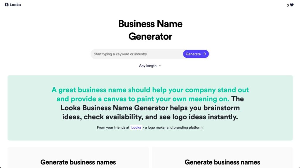 Looka - Business NameGenerator - full stack ai