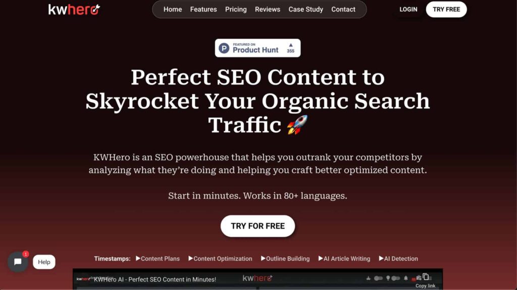 KWHero is an SEO powerhouse that helps you outrank your competitors by analyzing what they’re doing and helping you craft better optimized content. (1)