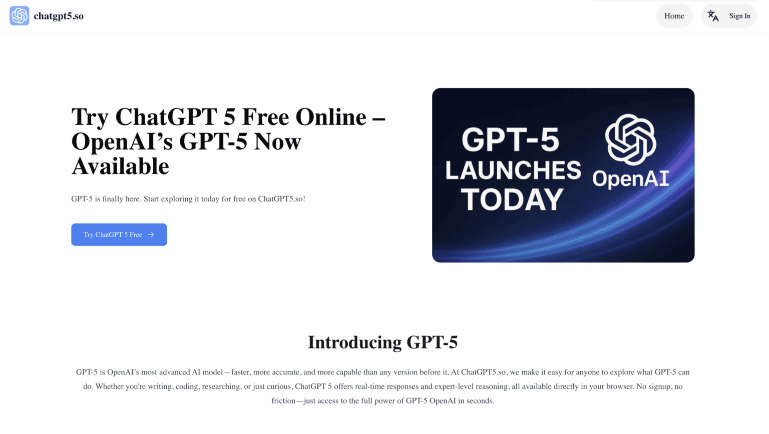 Try ChatGPT 5 Free Online – OpenAI’s GPT‑5 Now Available - Full Stack AI